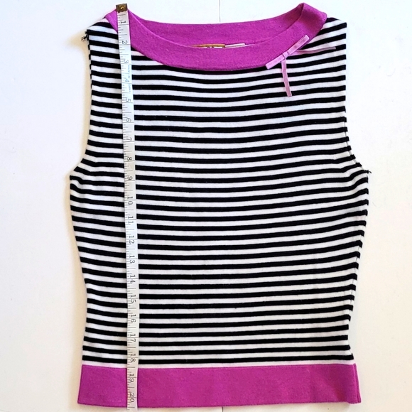 Black and white striped Sleeveless top with pink trim - Picture 3 of 7